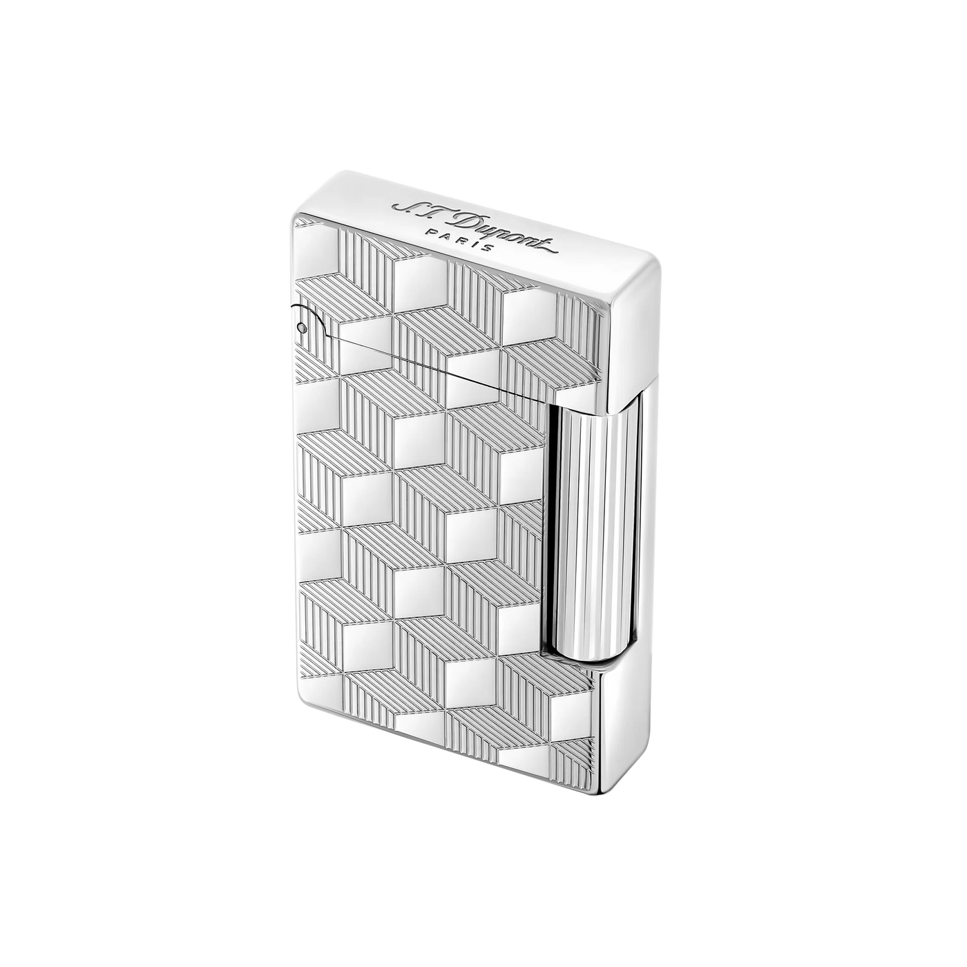 S.T. DUPONT Initial Cube Guilloche Palladium Lighter/Briquet 020840