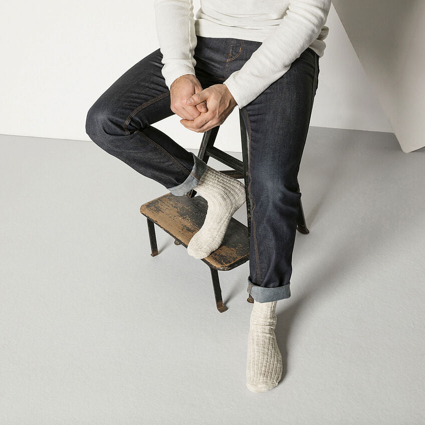 Cotton Slub Men Beige/White