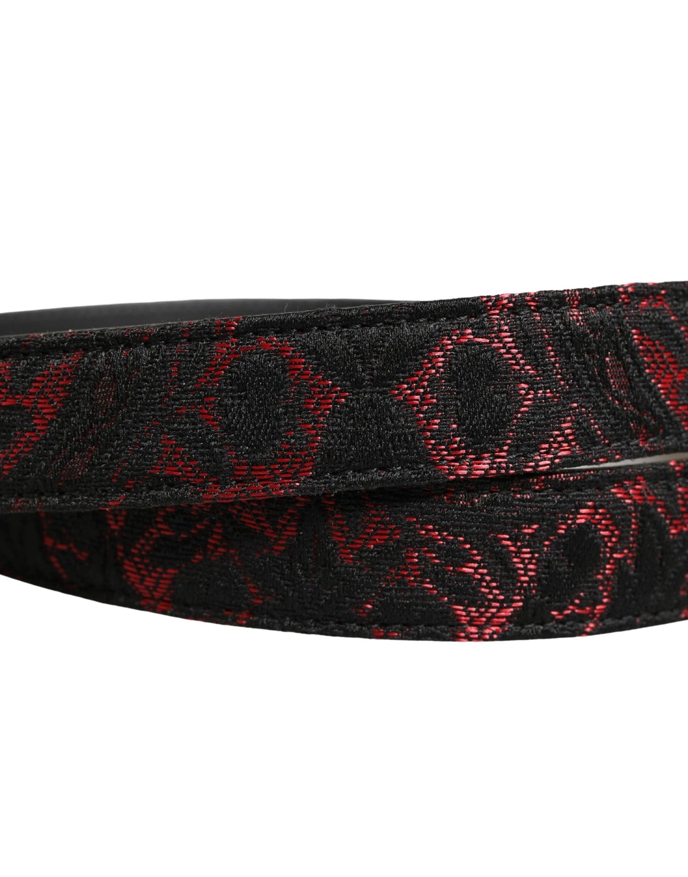 Dolce & Gabbana Black Red Polyester Silver Metal Buckle Belt