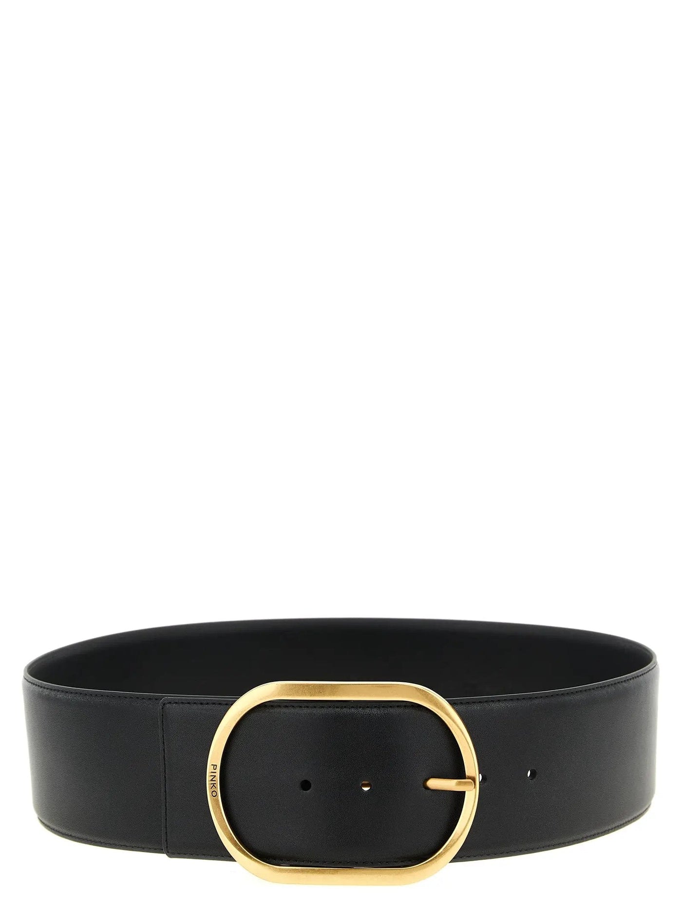 PINKO Black Cowhide High-Waist Belt