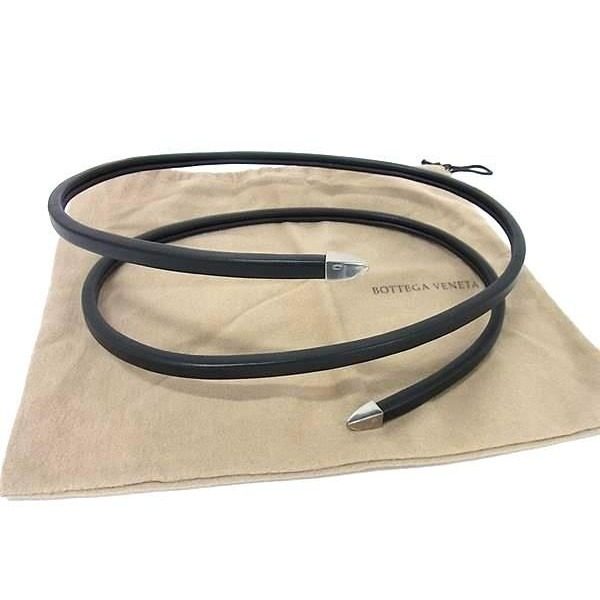 Bottega Veneta Leather Silver Spiral Belt Black