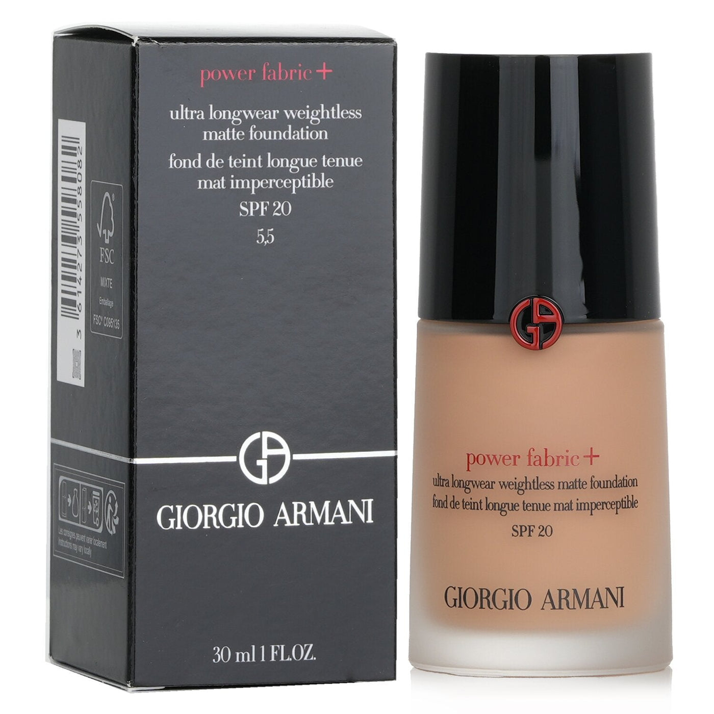 Giorgio Armani Power Fabric+ Ultra Longwear Weightless Matte Foundation SPF 20 - # 5 (Unboxed) 30ml/1oz
