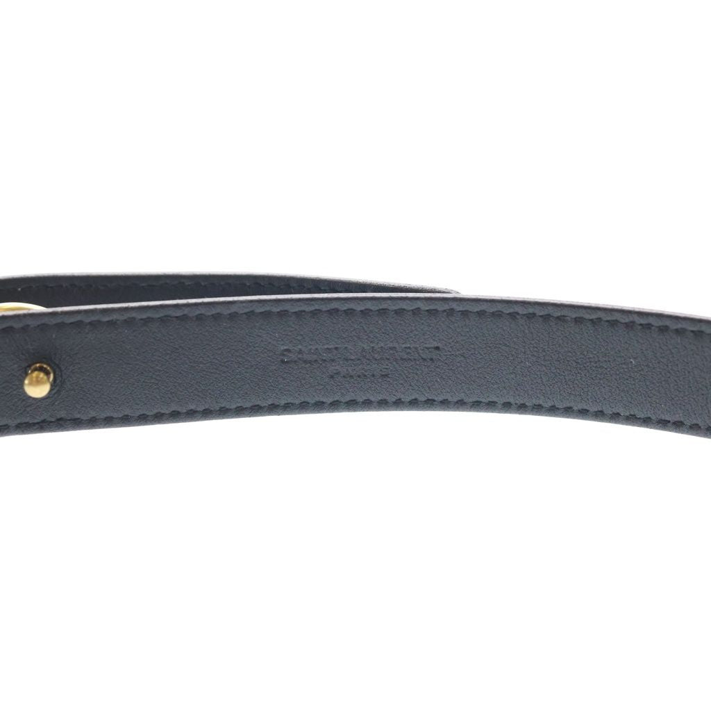 Saint Laurent Paris Maillon Leather Belt Black Patent Gold