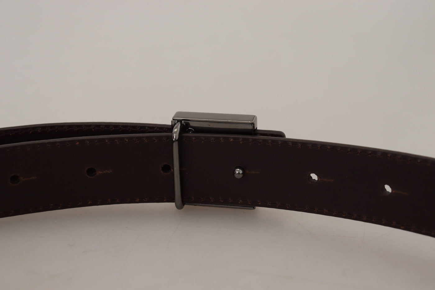Dolce & Gabbana Gold Leather Silver Square Metal Buckle Belt