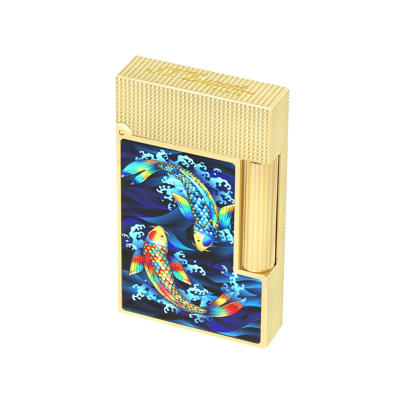 S.T. DUPONT Ligne 2 Golden Koi Fish Blue Lighter/Briquet C16397SH