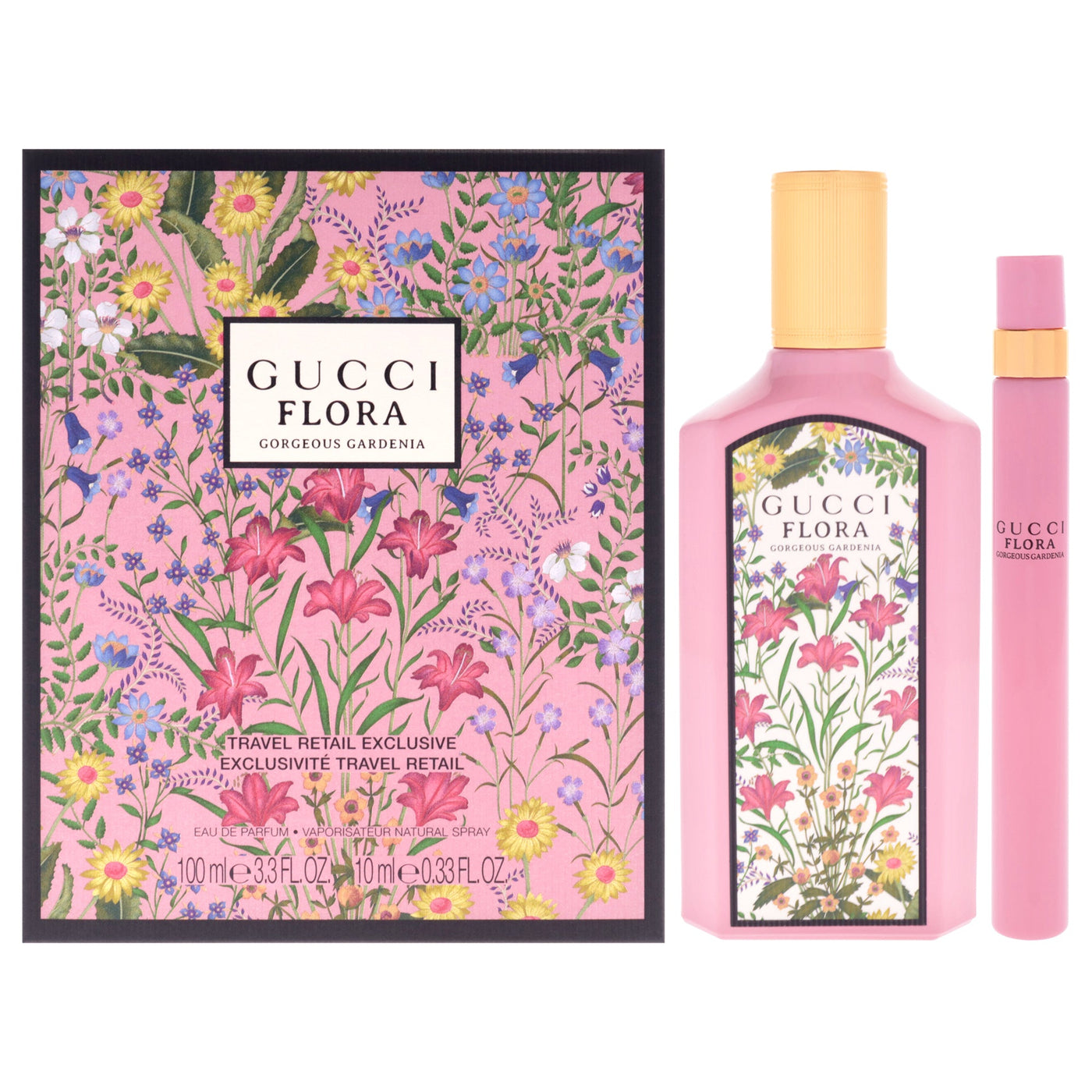 Gucci Flora Gorgeous - Gardenia by Gucci for Women - 2 Pc Gift Set 3.3oz EDP Spray, 0.33oz EDP Spray (Mini)
