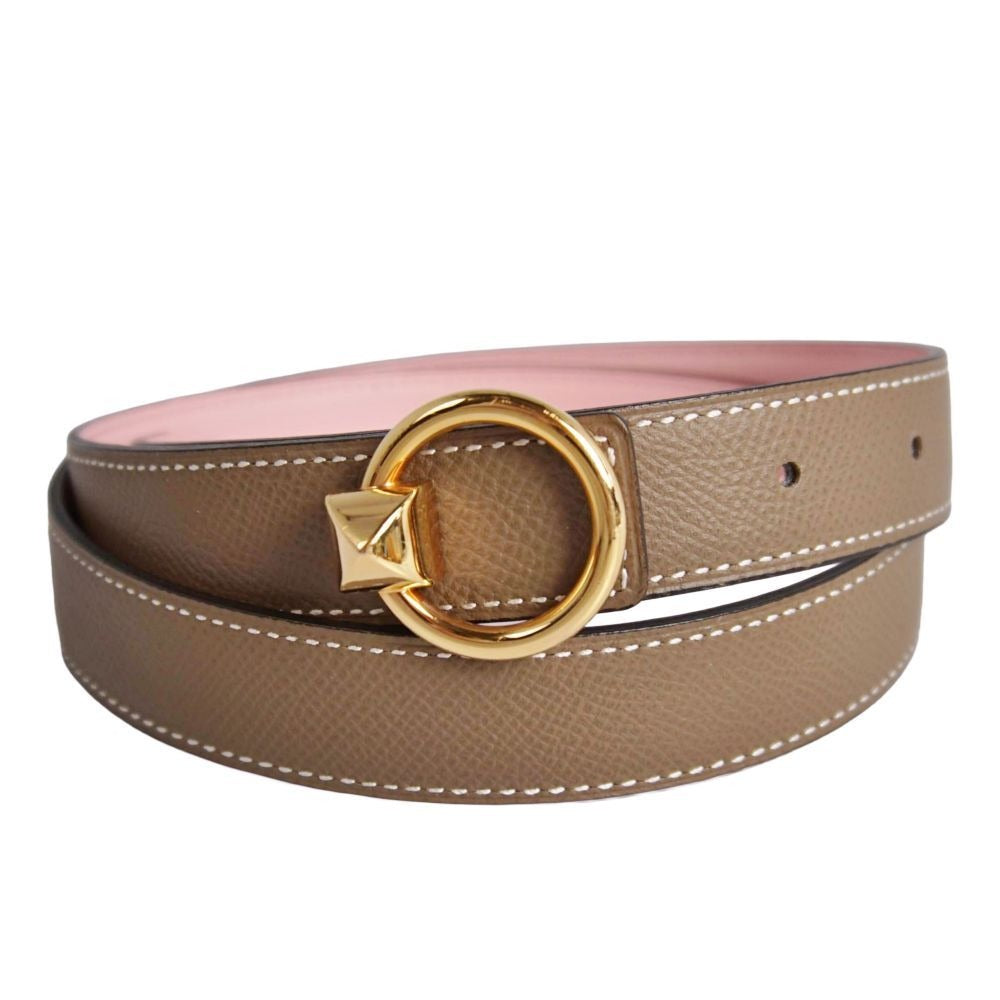 Hermes Belt Leather Medle Buckle Greige Pink