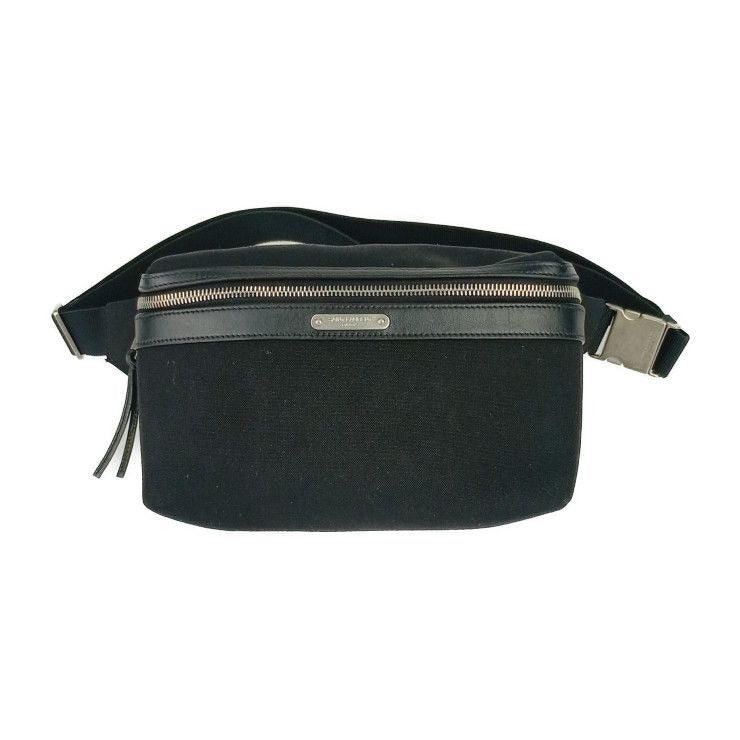 Saint Laurent Paris Waist Bag City Belt Black Canvas Leather Men