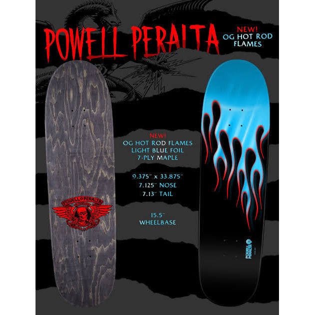 Powell Peralta Skateboard Deck Nitro Hotrod Flames Black/Blue Foil Old School Reissue