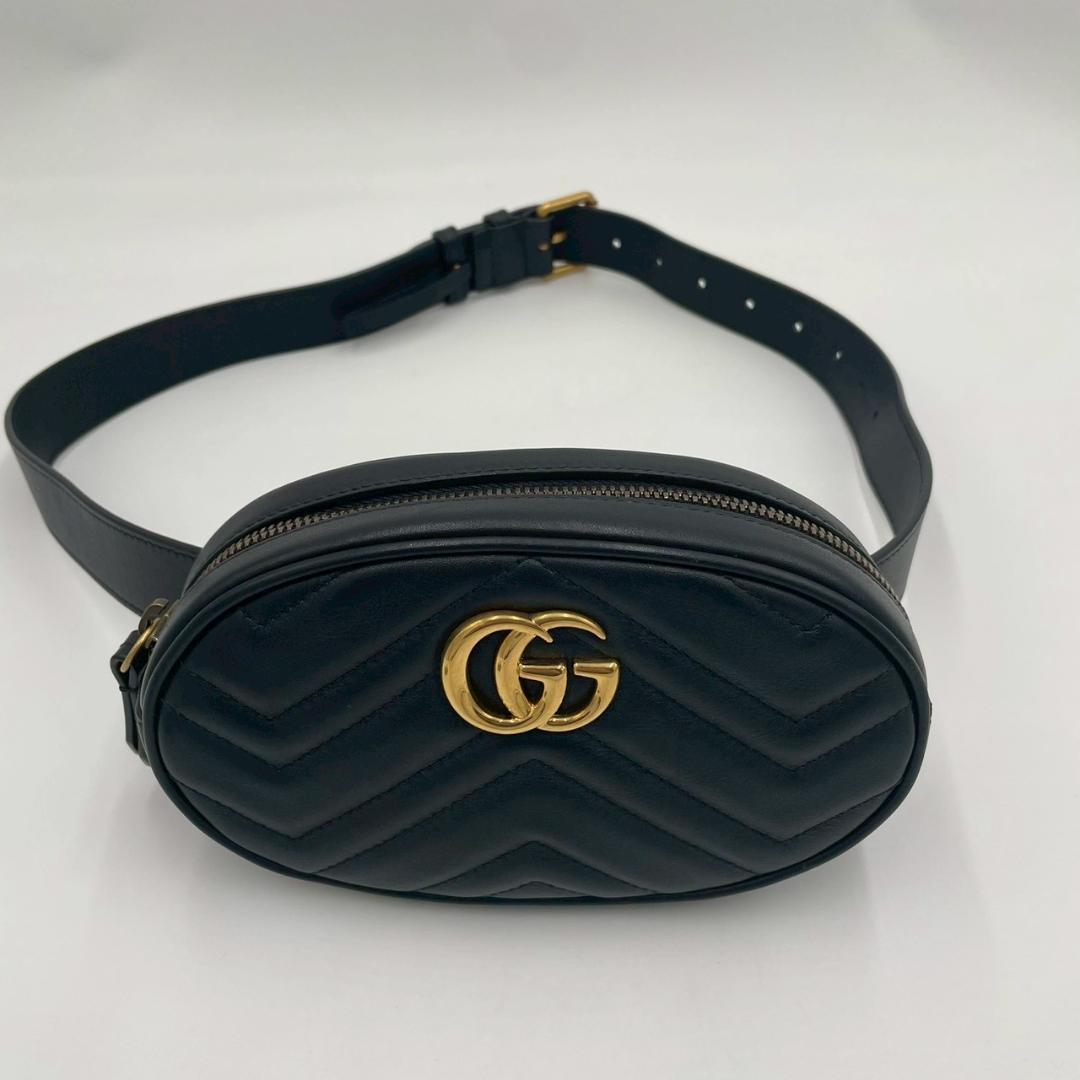 Gucci Marmont Matelasse Leather Belt Bag Black