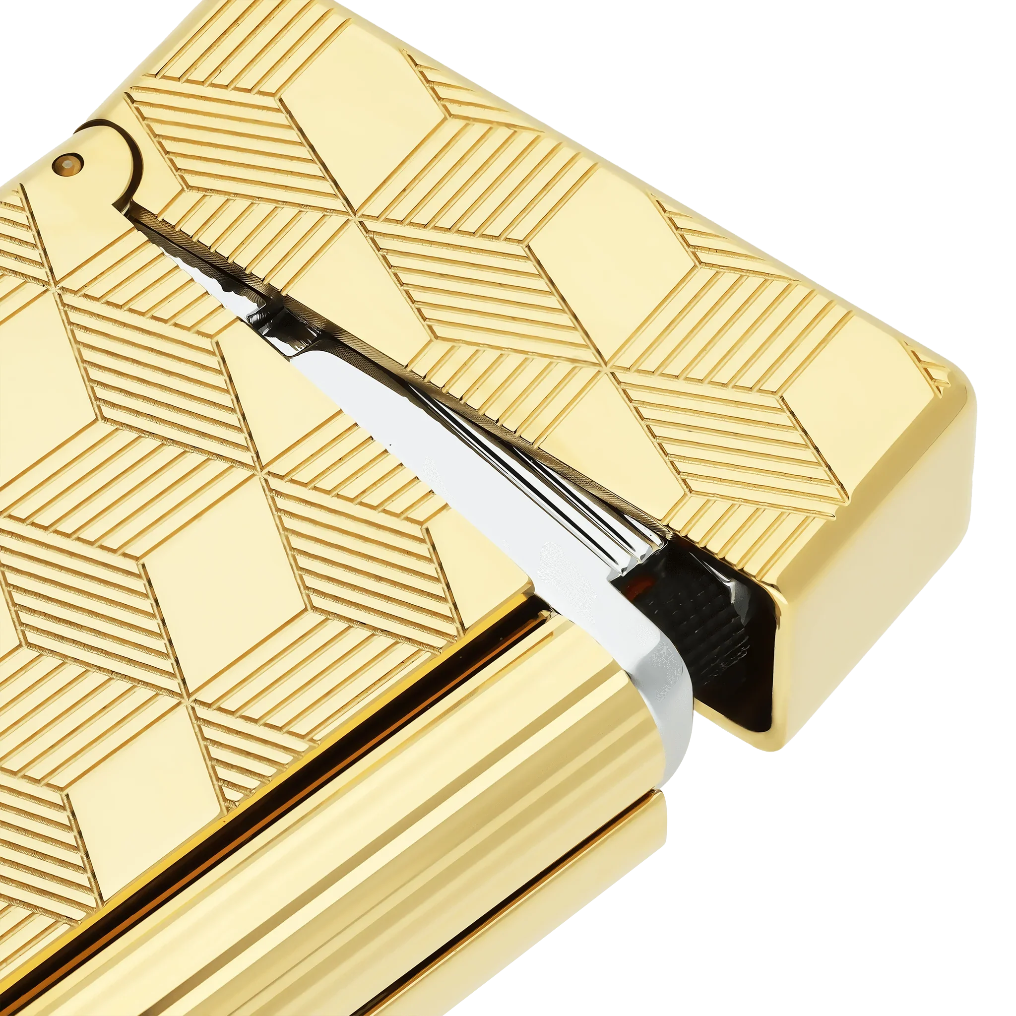 S.T. DUPONT Initial Cube Guilloche Golden Lighter/Briquet 020841