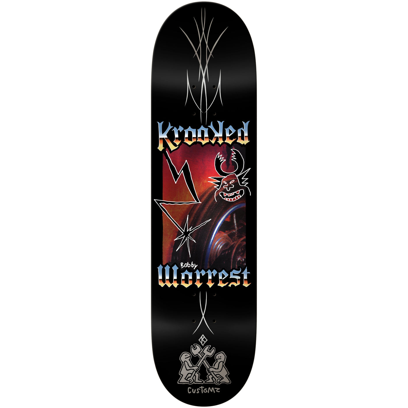 Krooked Skateboard Deck Worrest Chrome Zone Twin Tail 8.3" x 31.9"