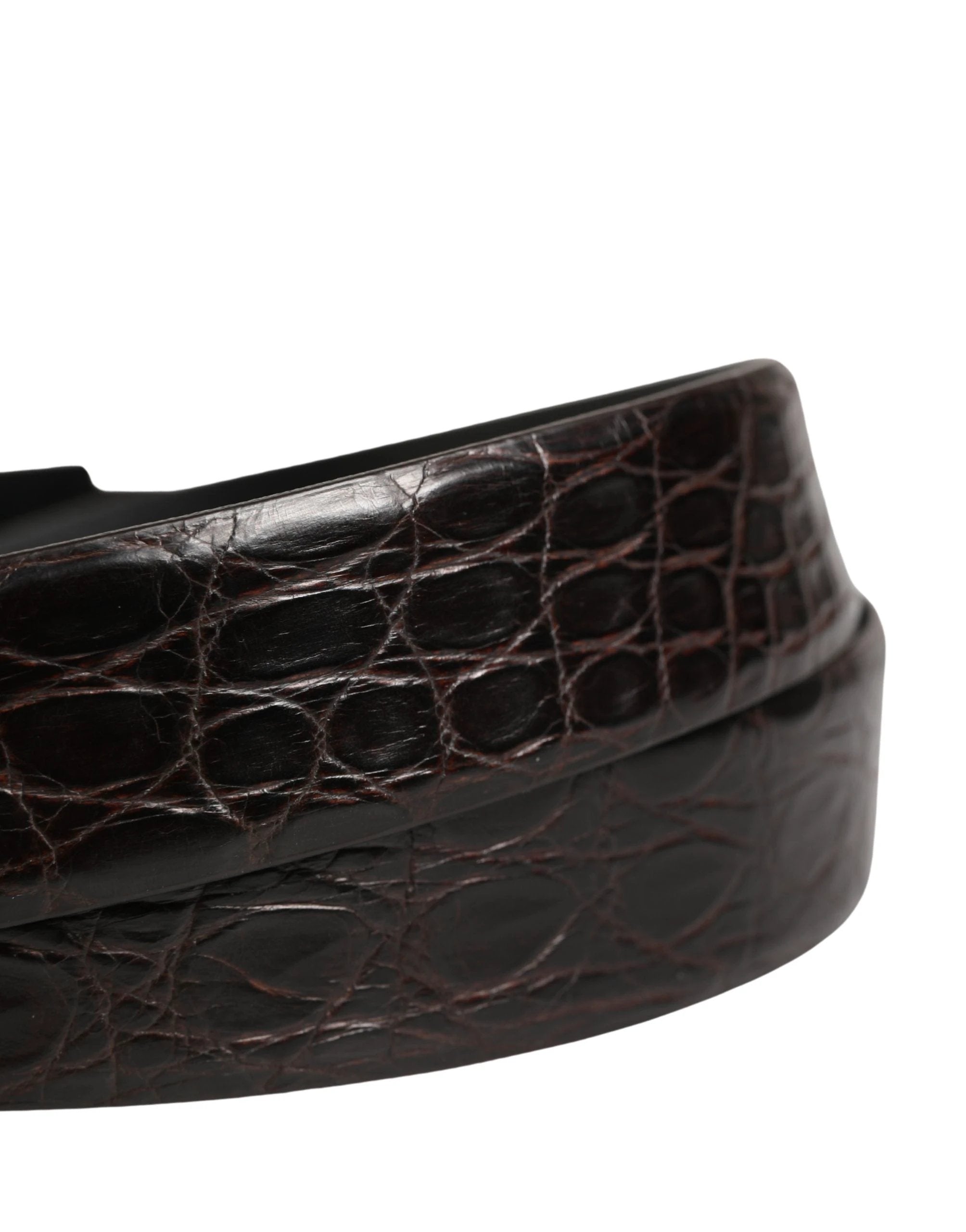 Dolce & Gabbana Men Black Exotic Leather Logo Buckle Belt