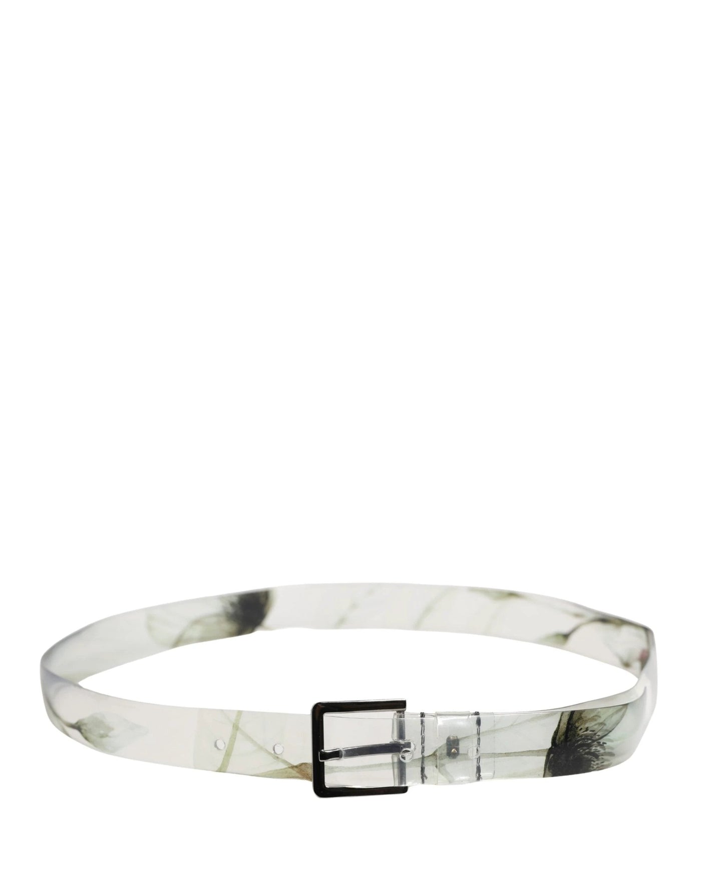 Dolce & Gabbana Men White Floral PVC Silver Metal Buckle Belt