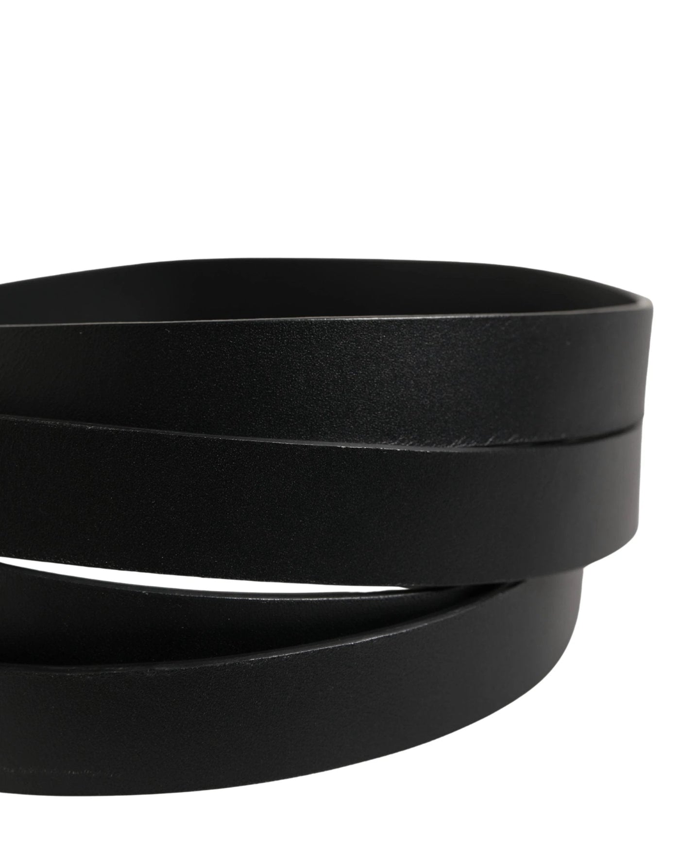Dolce & Gabbana Black Double Strap Leather Silver Buckle Belt