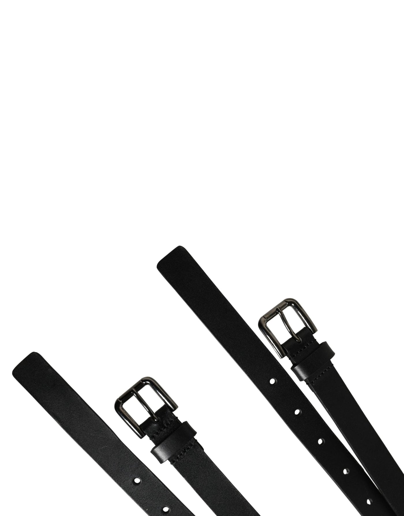 Dolce & Gabbana Black Double Strap Leather Silver Buckle Belt