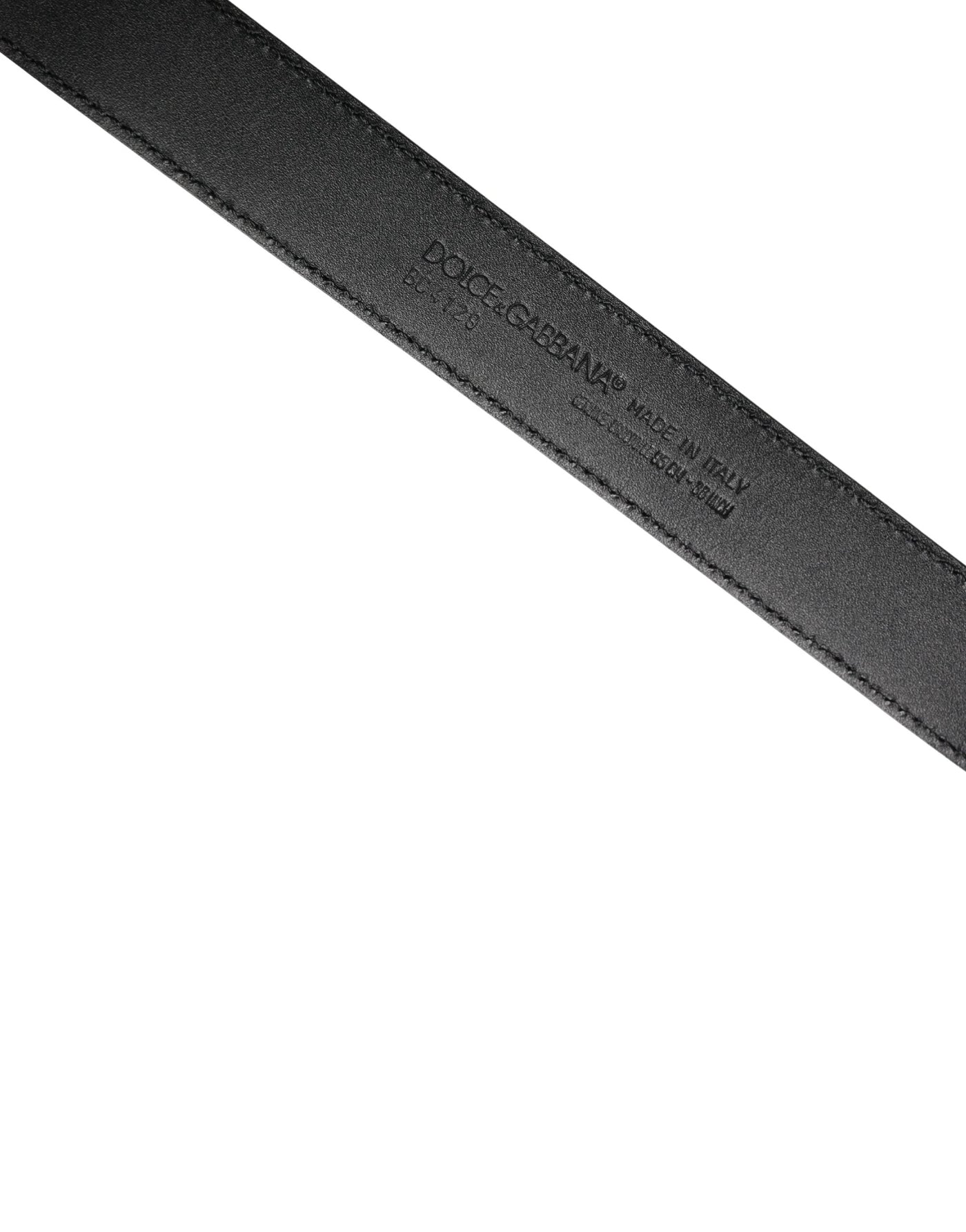 Dolce & Gabbana Men Black Exotic Leather Logo Buckle Belt