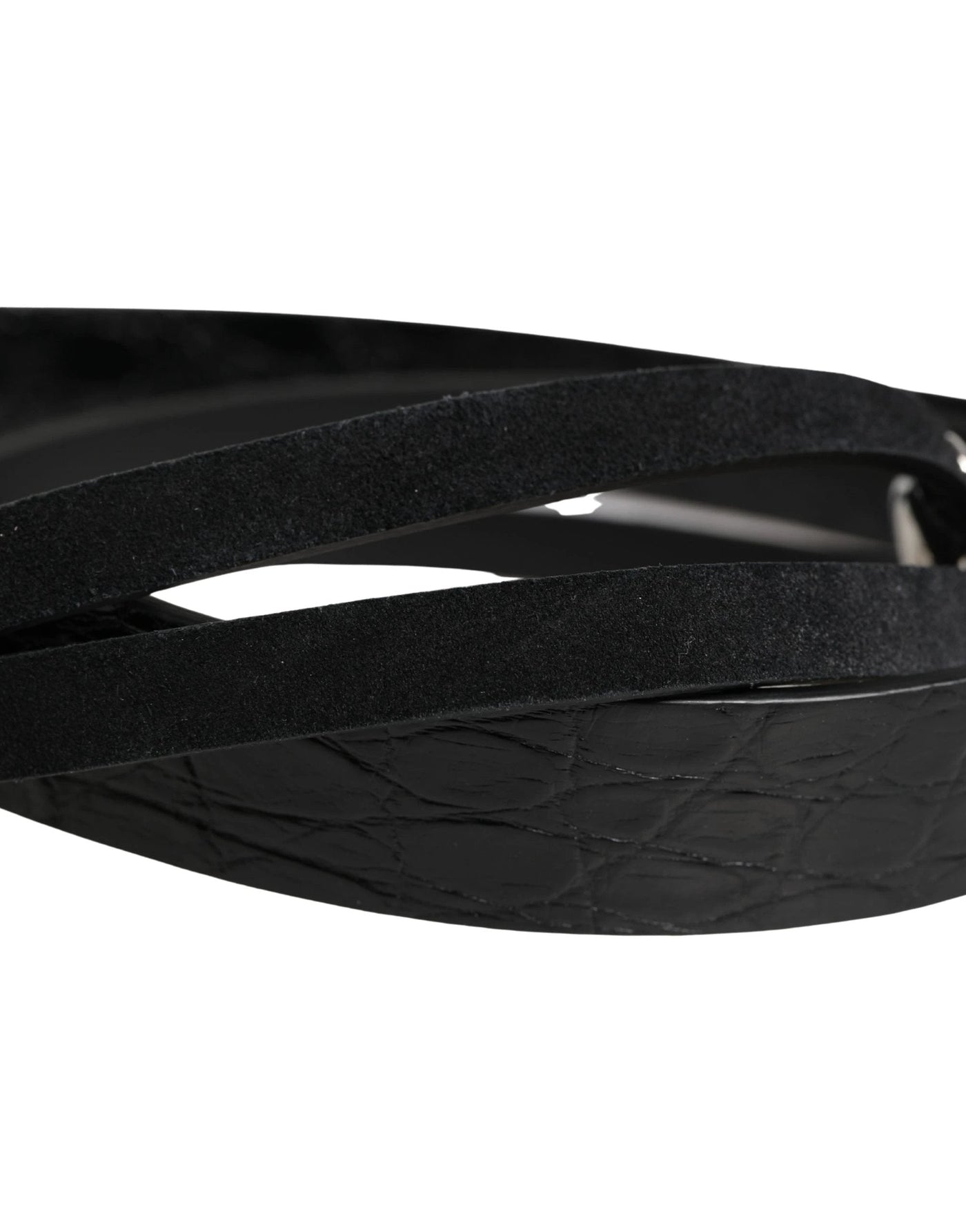 Dolce & Gabbana Black Exotic Leather Silver Metal Buckle Belt