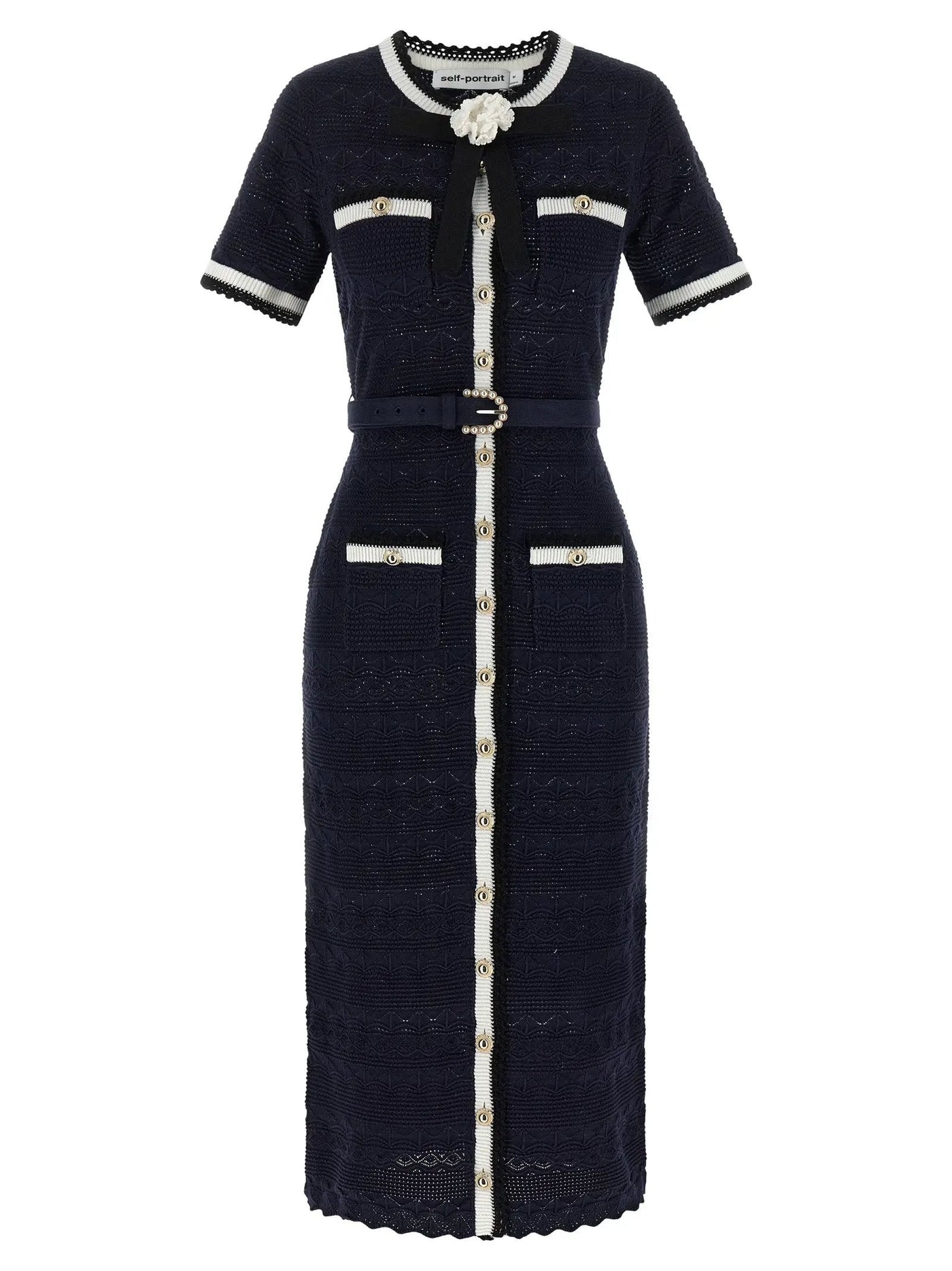 Self-Portrait Blue Cotton Midi Dress