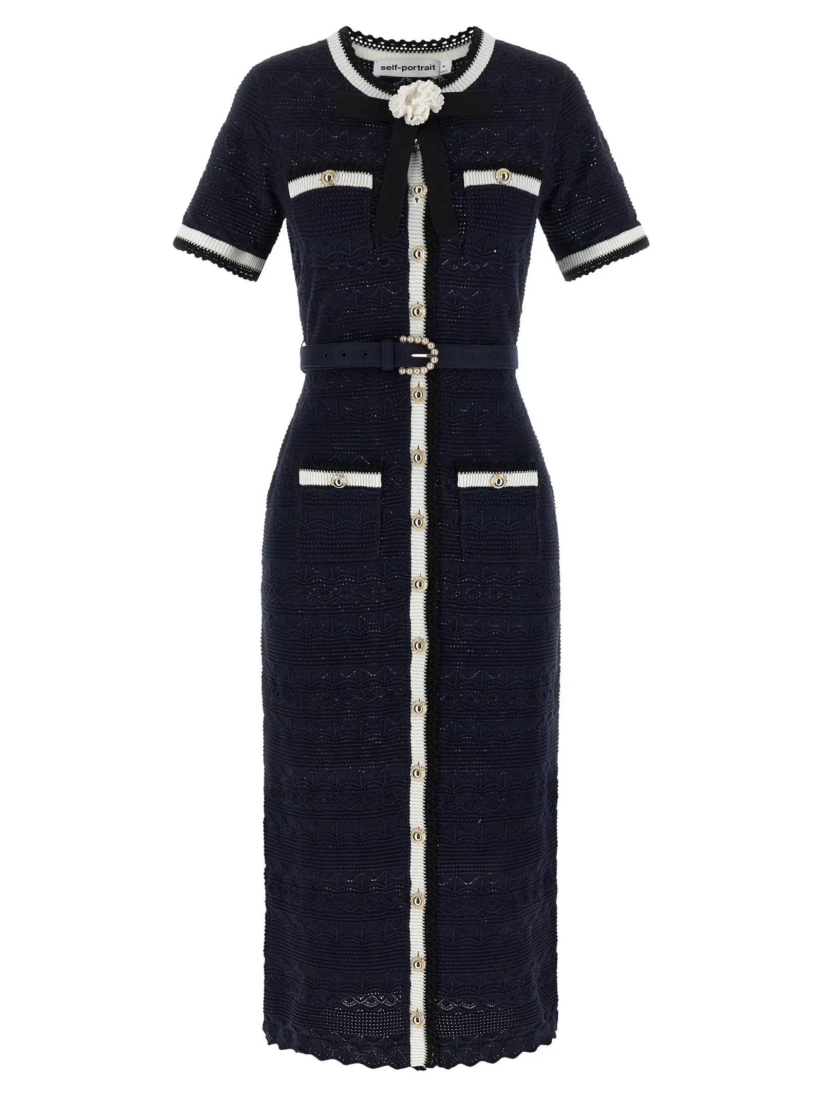Self-Portrait Blue Cotton Midi Dress