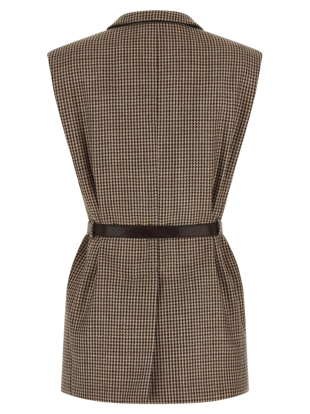 Brunello Cucinelli Beige Virgin Wool Sleeveless Jacket
