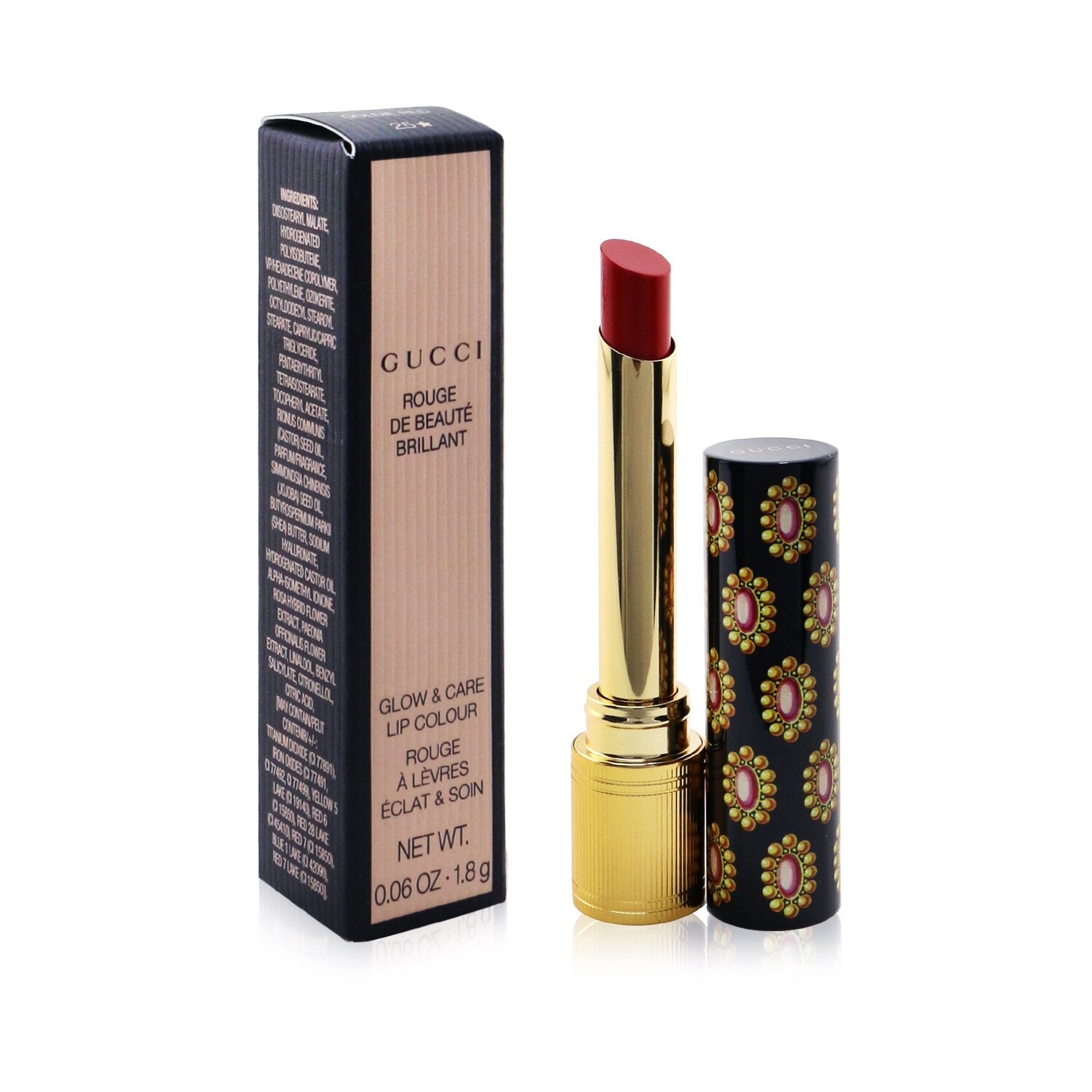 Gucci Rouge De Beaute Brillant Glow & Care Lip Colour - # 514 Virginia Scarlett  1.8g/0.06oz