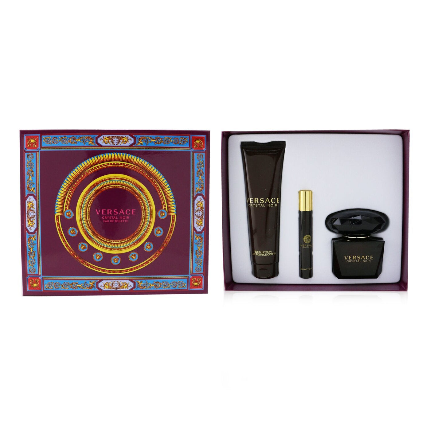 Versace Crystal Noir Coffret: Eau De Toilette Spray 90ml/3oz + Body Lotion 150ml/5oz + EDT Travel Spray 10ml/0.3oz  3pcs