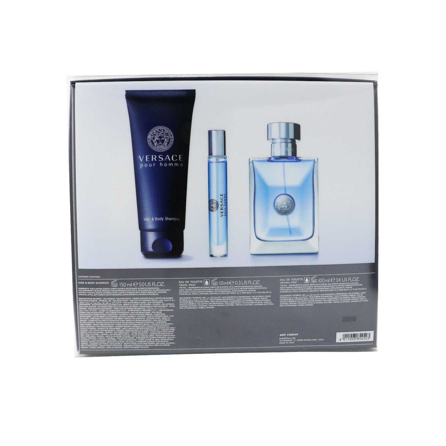 Versace Versace Pour Homme Coffret: Eau De Toilette Spray 100ml/3.4oz + Eau De Toilette Spray 10ml/0.3oz + Hair & Body Shampoo 150ml/5oz  3pcs