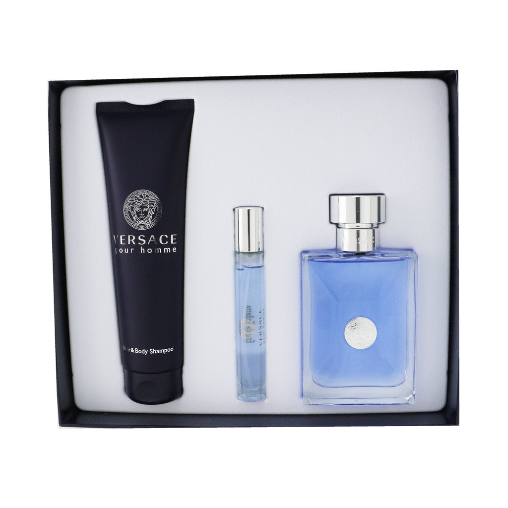 Versace Versace Pour Homme Coffret: Eau De Toilette Spray 100ml/3.4oz + Eau De Toilette Spray 10ml/0.3oz + Hair & Body Shampoo 150ml/5oz  3pcs