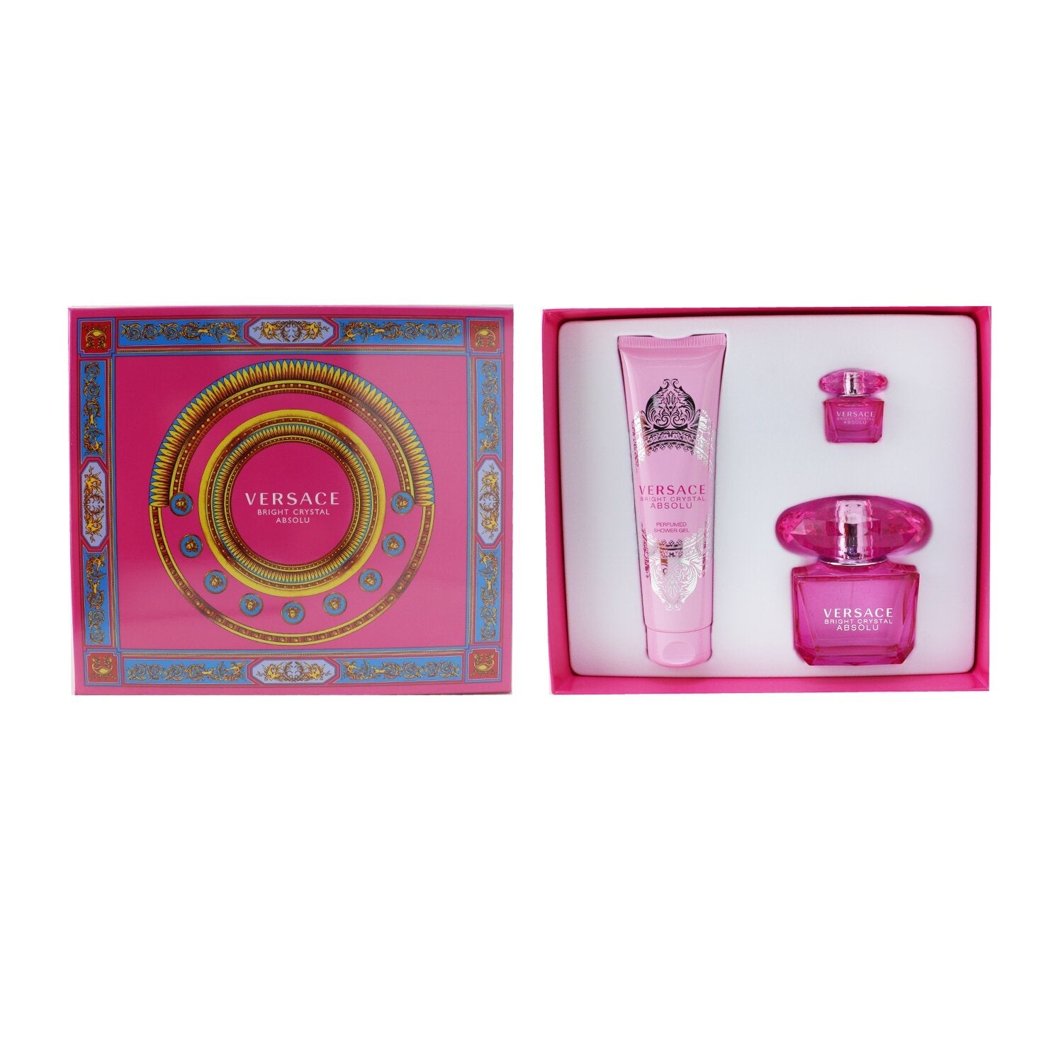 Versace Bright Crystal Absolu Coffret: Eau De Parfum Spray  90ml/3oz + Shower Gel  150ml/5oz + Eau De Parfum 5ml/0.17oz  3pcs