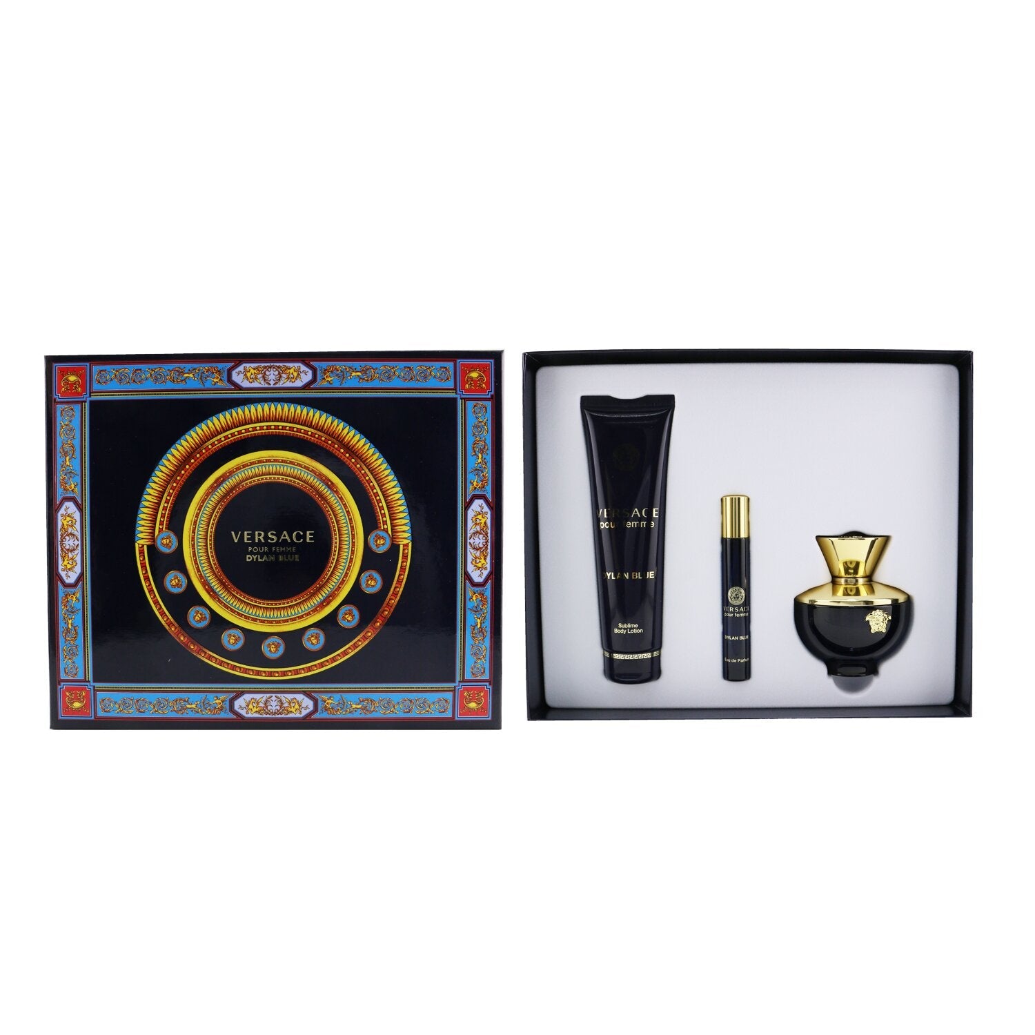 Versace Dylan Blue Coffret: Eau De Parfum Spray100ml/3.4oz + Body Lotion 150ml/5oz + Eau De Parfum Spray 10ml/0.3oz  3pcs