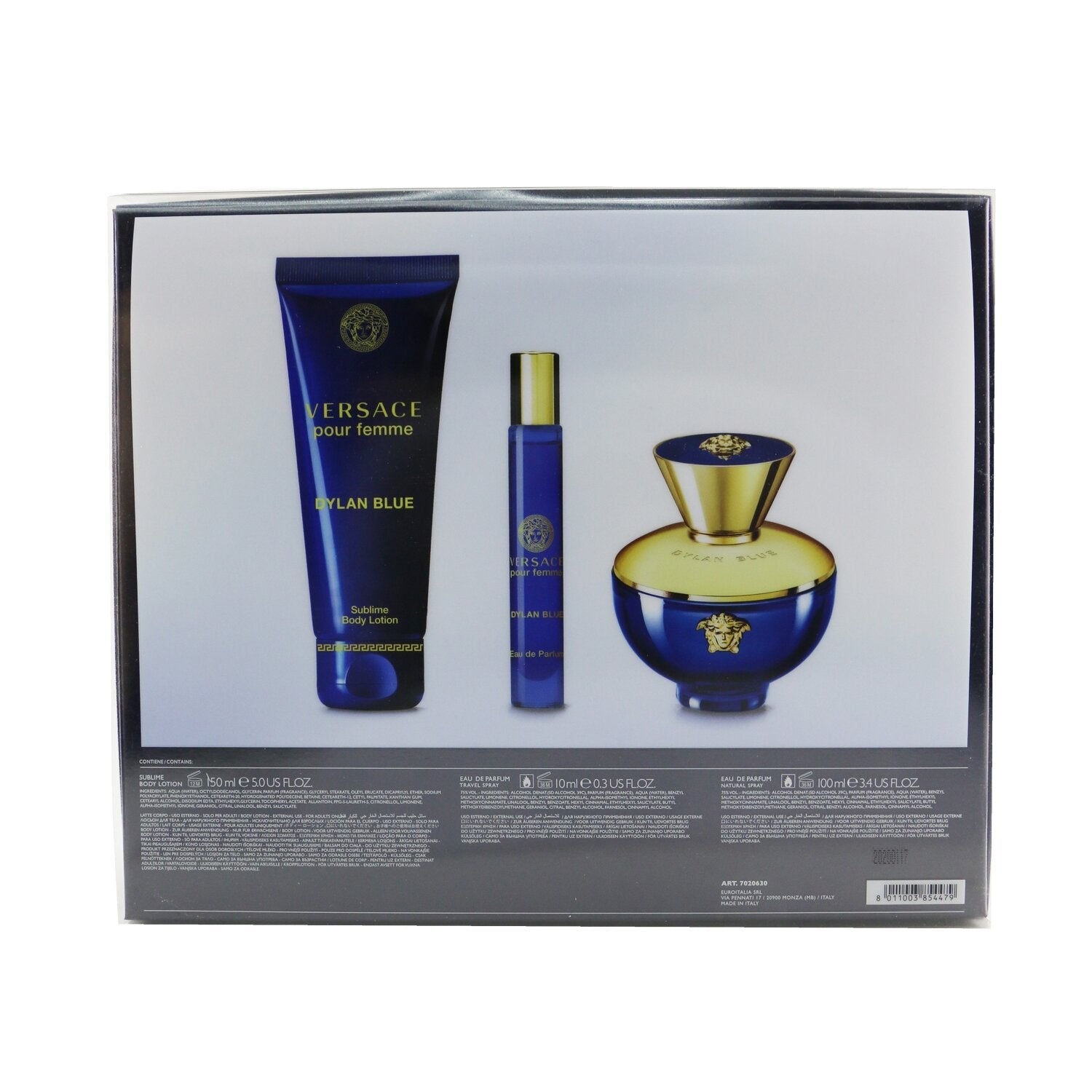 Versace Dylan Blue Coffret: Eau De Parfum Spray100ml/3.4oz + Body Lotion 150ml/5oz + Eau De Parfum Spray 10ml/0.3oz  3pcs