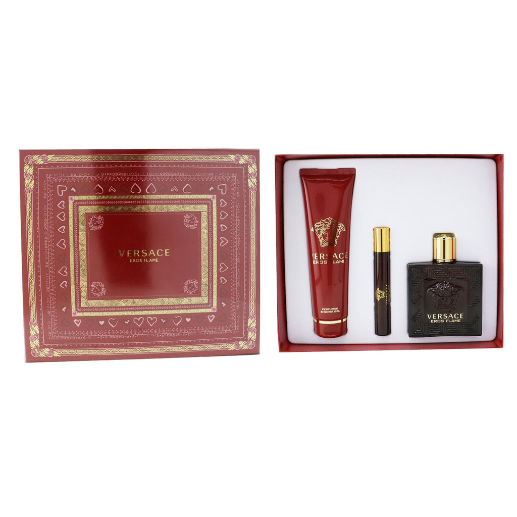 Versace Eros Flame Coffret: Eau De Parfum Spray 100ml/3.4oz + Eau De Parfum Spray 10ml/0.3oz + Shower Gel 150m/5oz  3pcs
