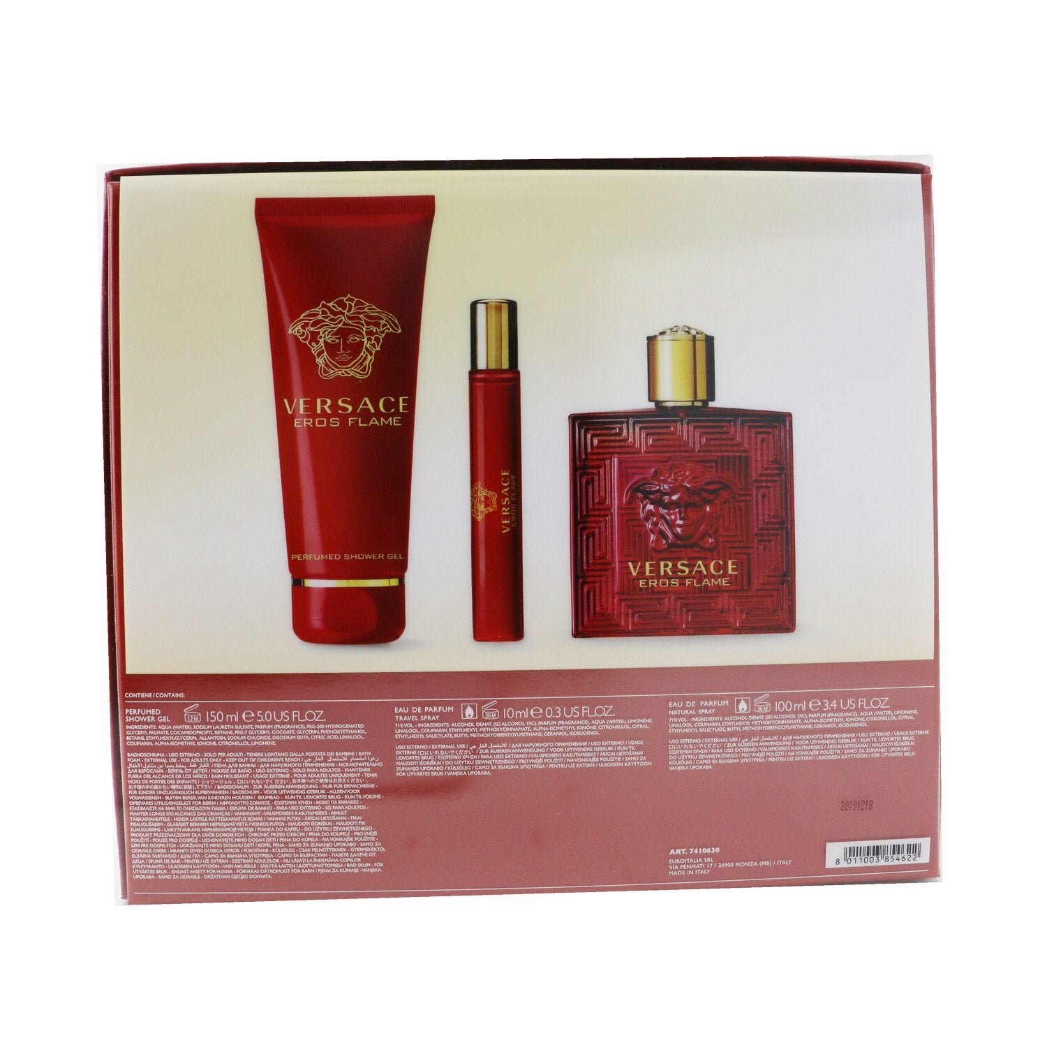 Versace Eros Flame Coffret: Eau De Parfum Spray 100ml/3.4oz + Eau De Parfum Spray 10ml/0.3oz + Shower Gel 150m/5oz  3pcs