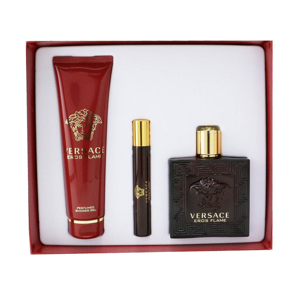 Versace Eros Flame Coffret: Eau De Parfum Spray 100ml/3.4oz + Eau De Parfum Spray 10ml/0.3oz + Shower Gel 150m/5oz  3pcs