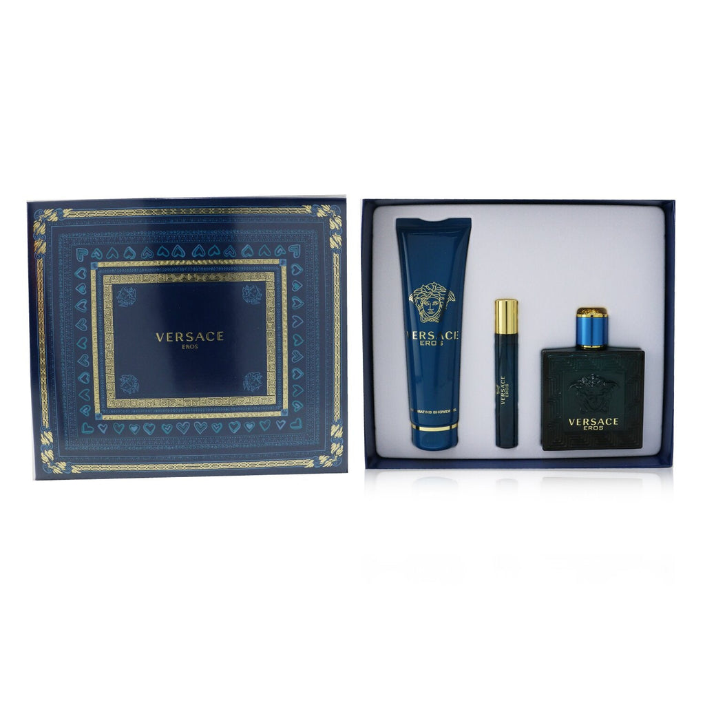 Versace Eros Coffret: Eau De Toilette Spray 100ml/3.4oz + Eau De Toilette Spray 10ml/0.3oz + Shower Gel 150ml/5oz  3pcs