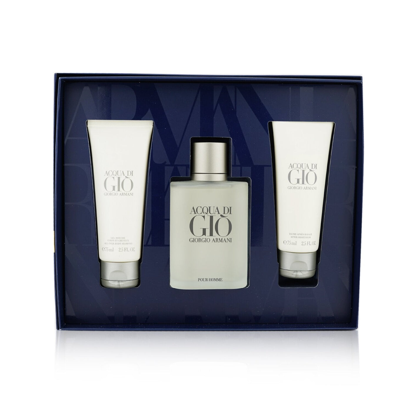 Giorgio Armani Acqua Di Gio Coffret: Eau De Toilette Spray 100ml/3.4oz + All Over Body Shampoo 75ml/2.5oz + After Shave Balm 75ml/2.5oz (Unboxed)  3pcs