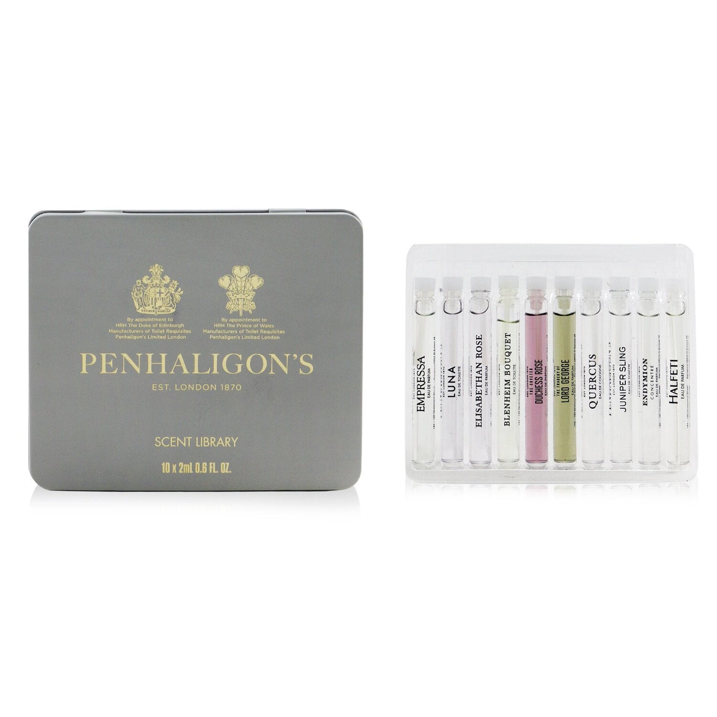 Penhaligon's Scent Library: Halfeti EDP, Empressa EDP, Luna EDT, Endymion Concentre EDP, Elisabethan Rose EDP, Blenheim Bouquet EDT, Juniper Sling EDT, Quercus EDC, The Tragedy Of Lord George EDP, The Coveted Duchess Rose EDP  10x2ml/0.6oz