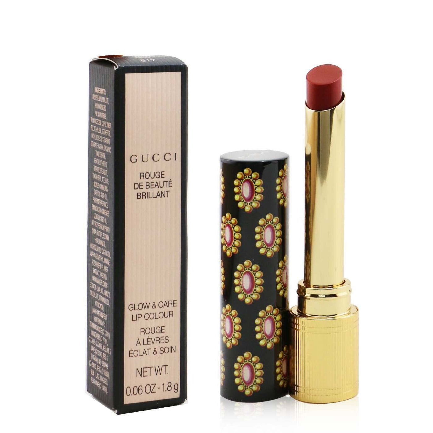 Gucci Rouge De Beaute Brillant Glow & Care Lip Colour - # 514 Virginia Scarlett  1.8g/0.06oz