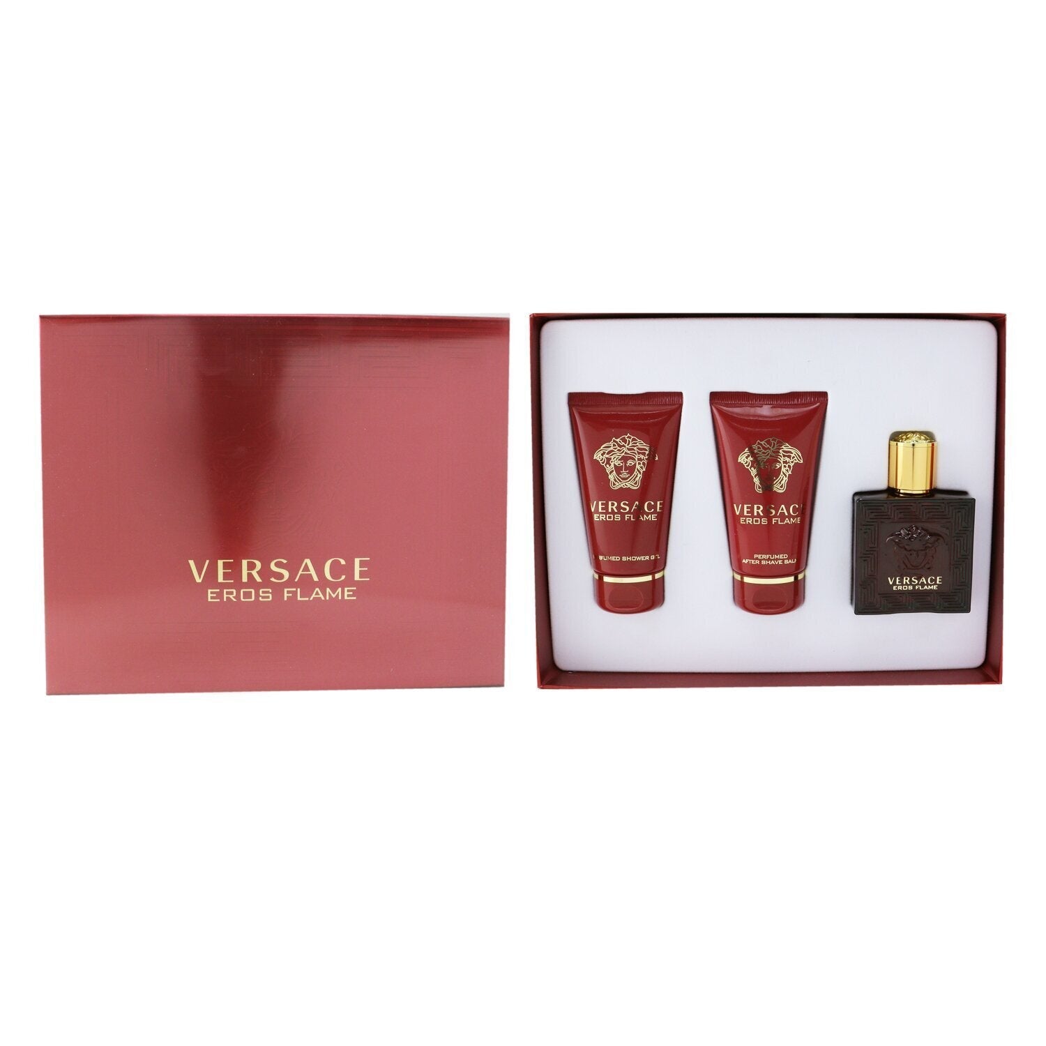 Versace Eros Flame Coffret: Eau De Parfum Spray 50ml/1.7oz +Perfumed Shower Gel 50ml/1.7oz + After Shave Balm 50ml/1.7oz  3pcs