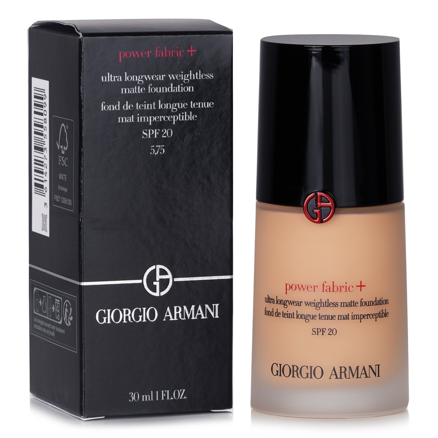 Giorgio Armani Power Fabric+ Ultra Longwear Weightless Matte Foundation SPF 20 - # 5 (Unboxed)  30ml/1oz