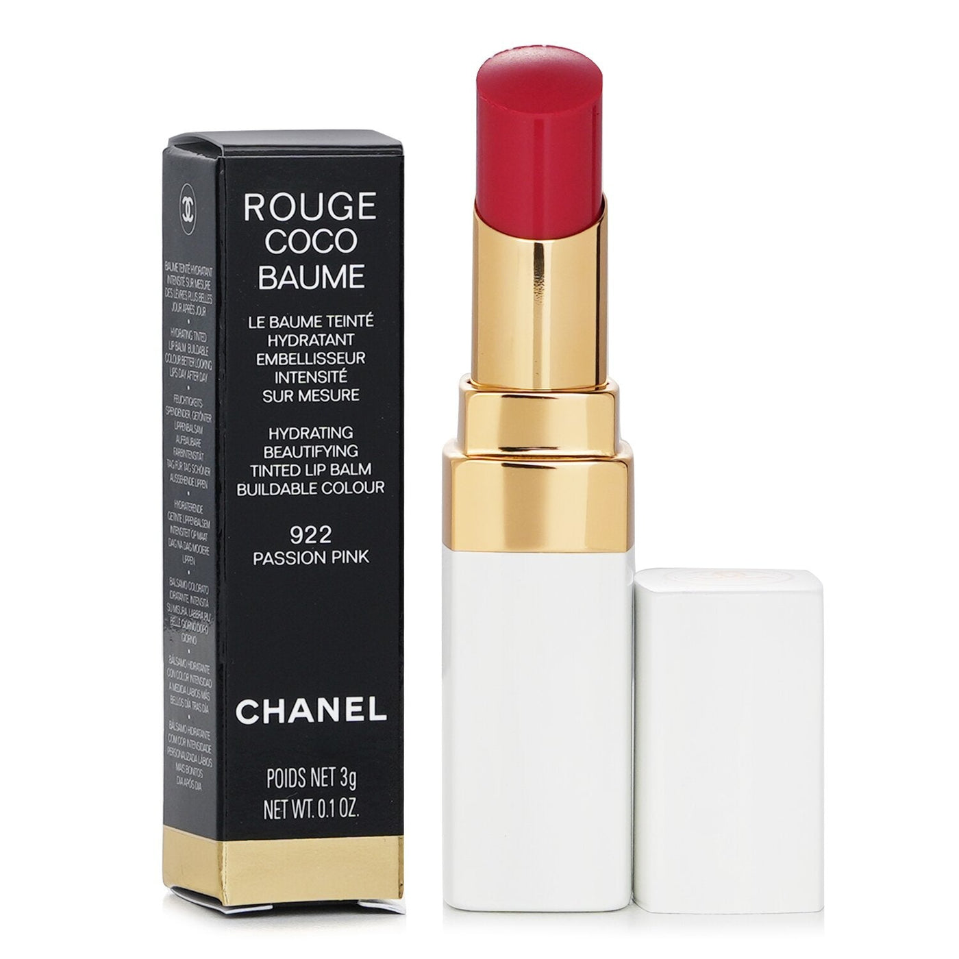 Chanel Rouge Coco Baume Hydrating Beautifying Tinted Lip Balm - # 922 Passion Pink  3g/0.1oz
