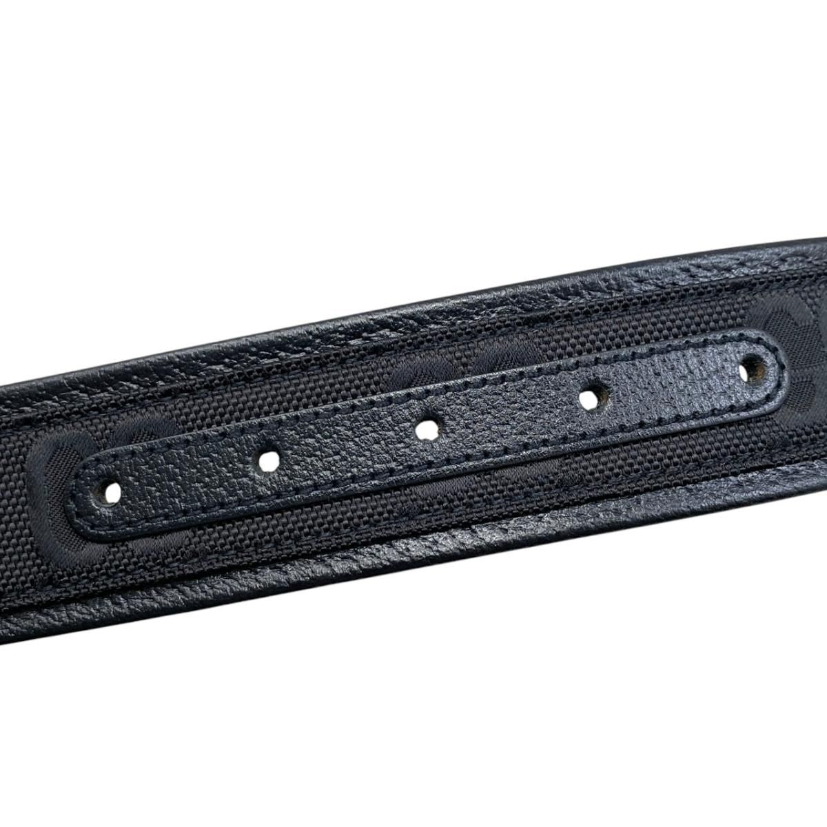 Gucci Belt Jumbo GG Nylon Leather Black Silver