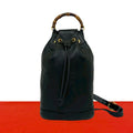 Gucci Vintage Bamb Leather Drawstring Belt Bag Black
