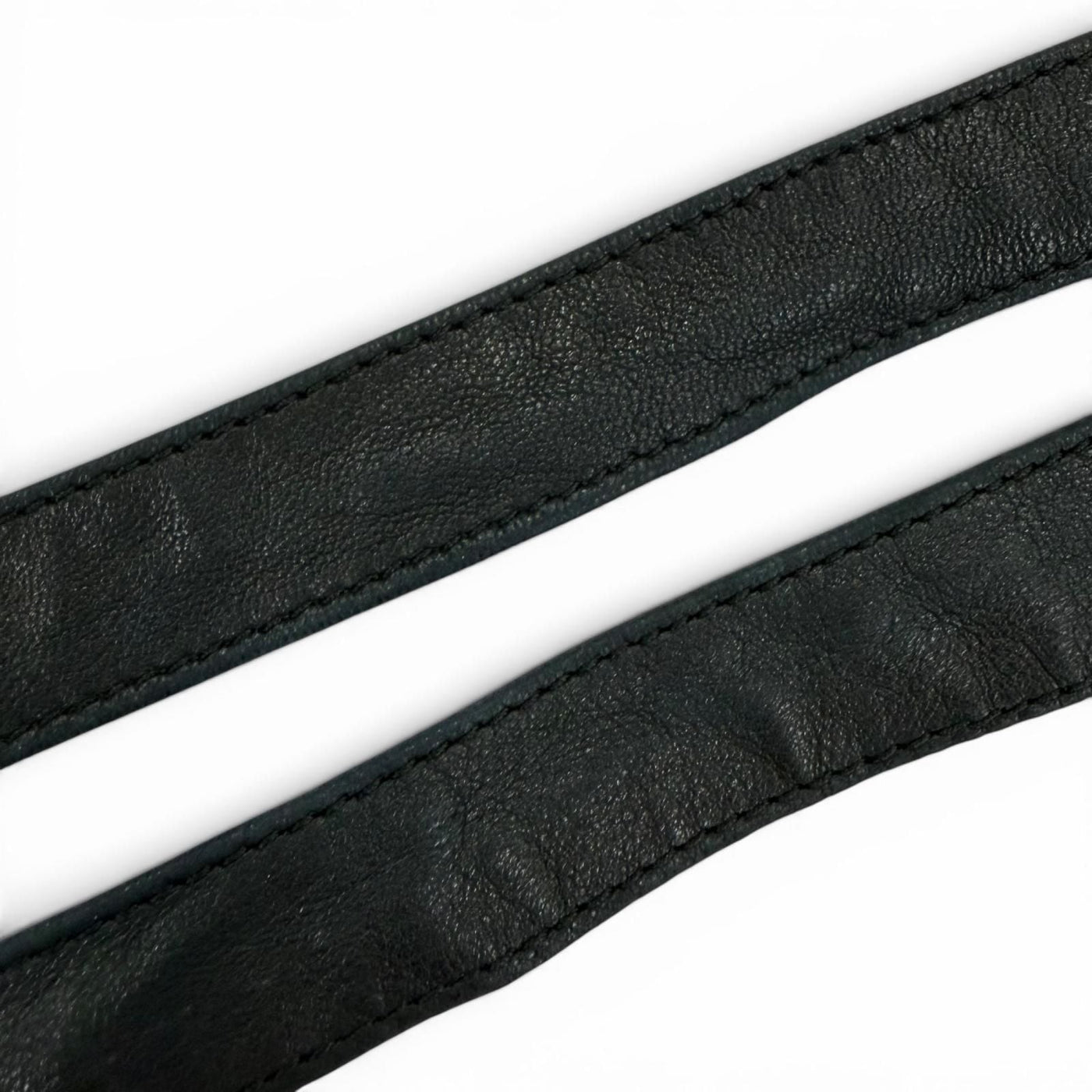 Chanel Vintage CC Logo Chain Leather Ribbon Belt Black Gold