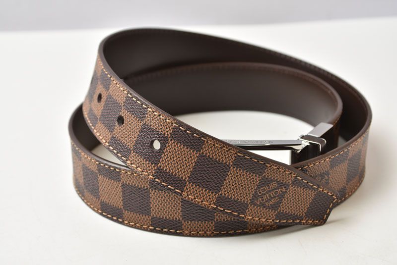 Louis Vuitton Belt Damier Reversible Leather Black Brown 90