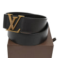 Louis Vuitton Belt Ceinture LV Initial 80 Brown Gold Leather
