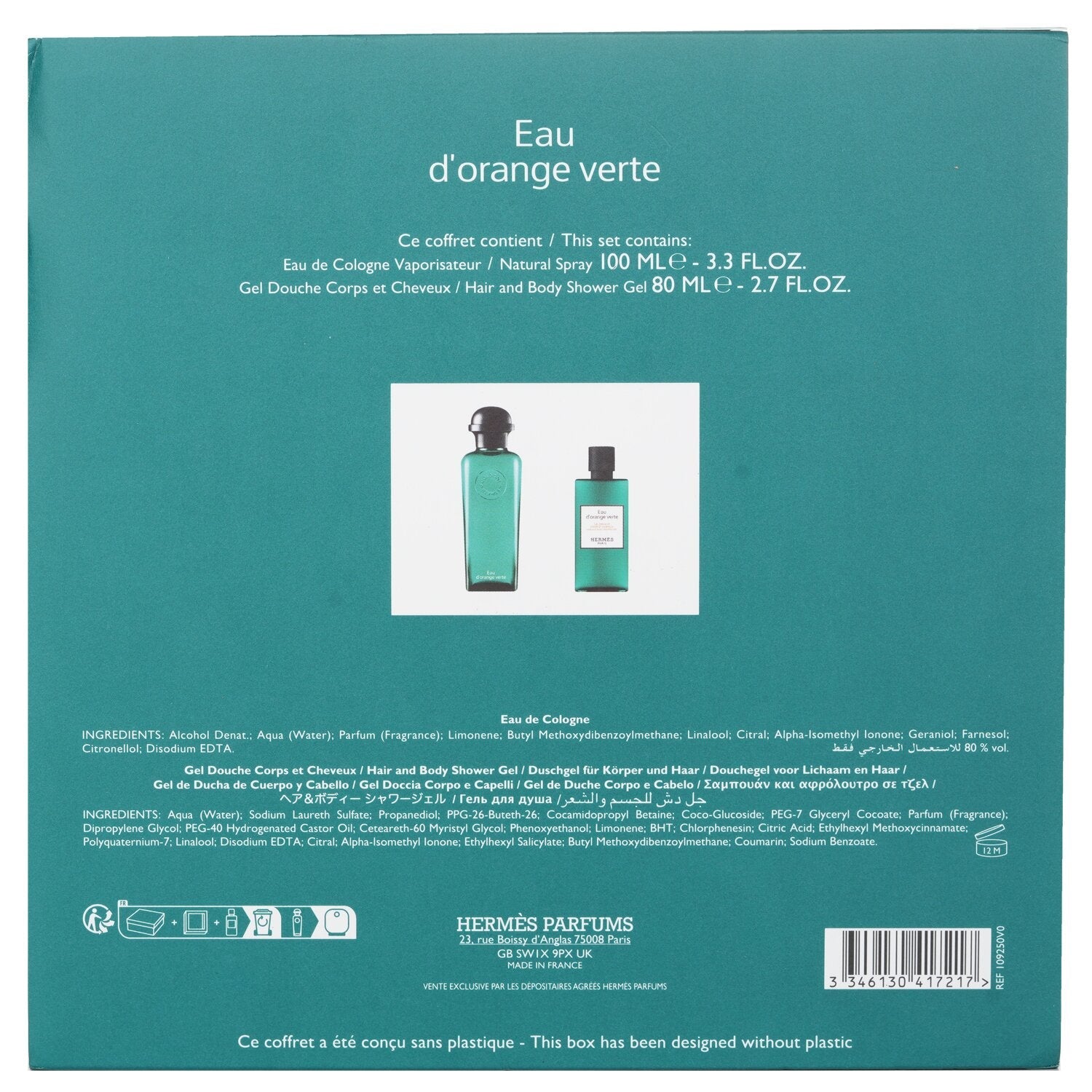 Hermes Eau D'Orange Verte Coffret  2pcs