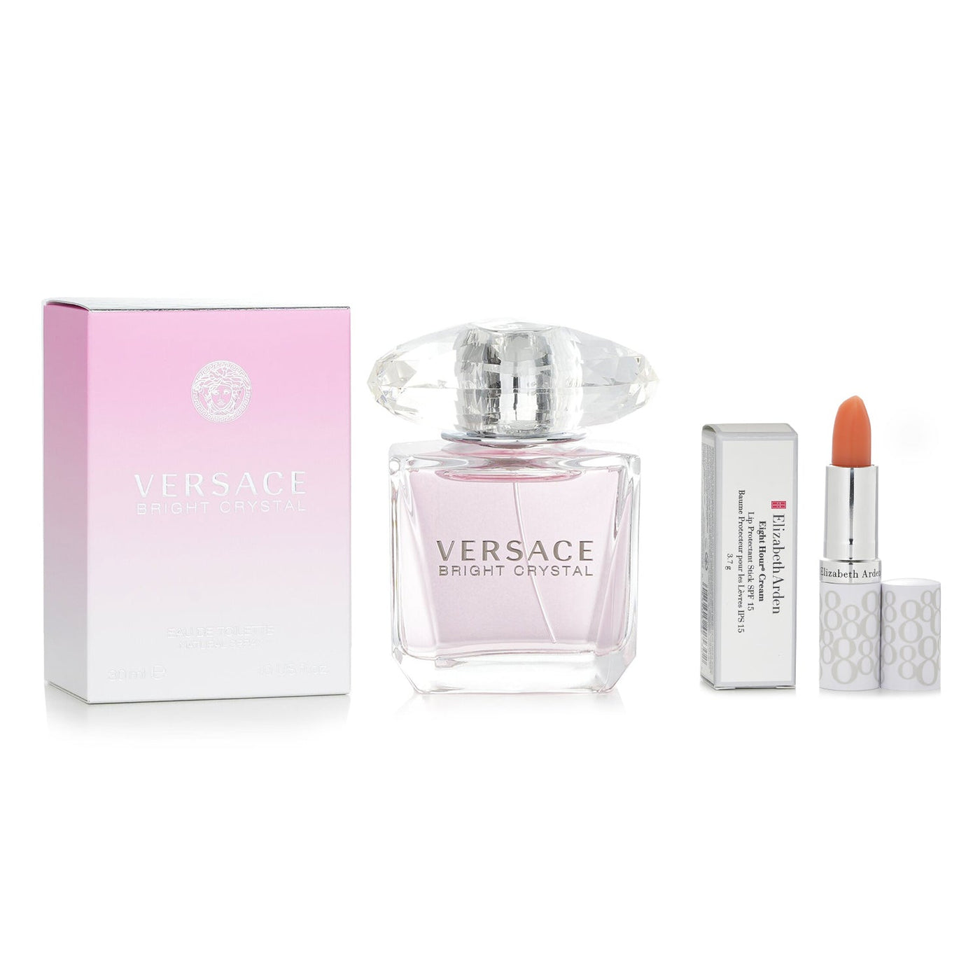 Versace Bright Crystal Eau De Toilette30ml+Eight Hour Lipcare Stick 3.7g  2pcs