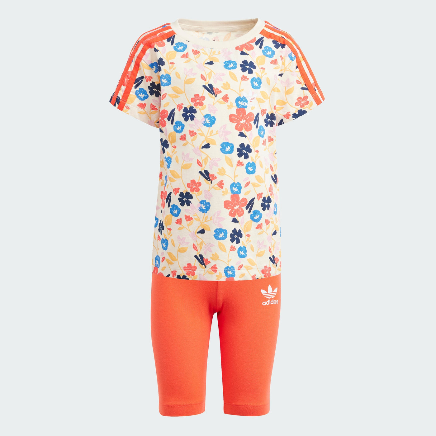 Kids' adidas Floral Cycling Shorts and Tee Set